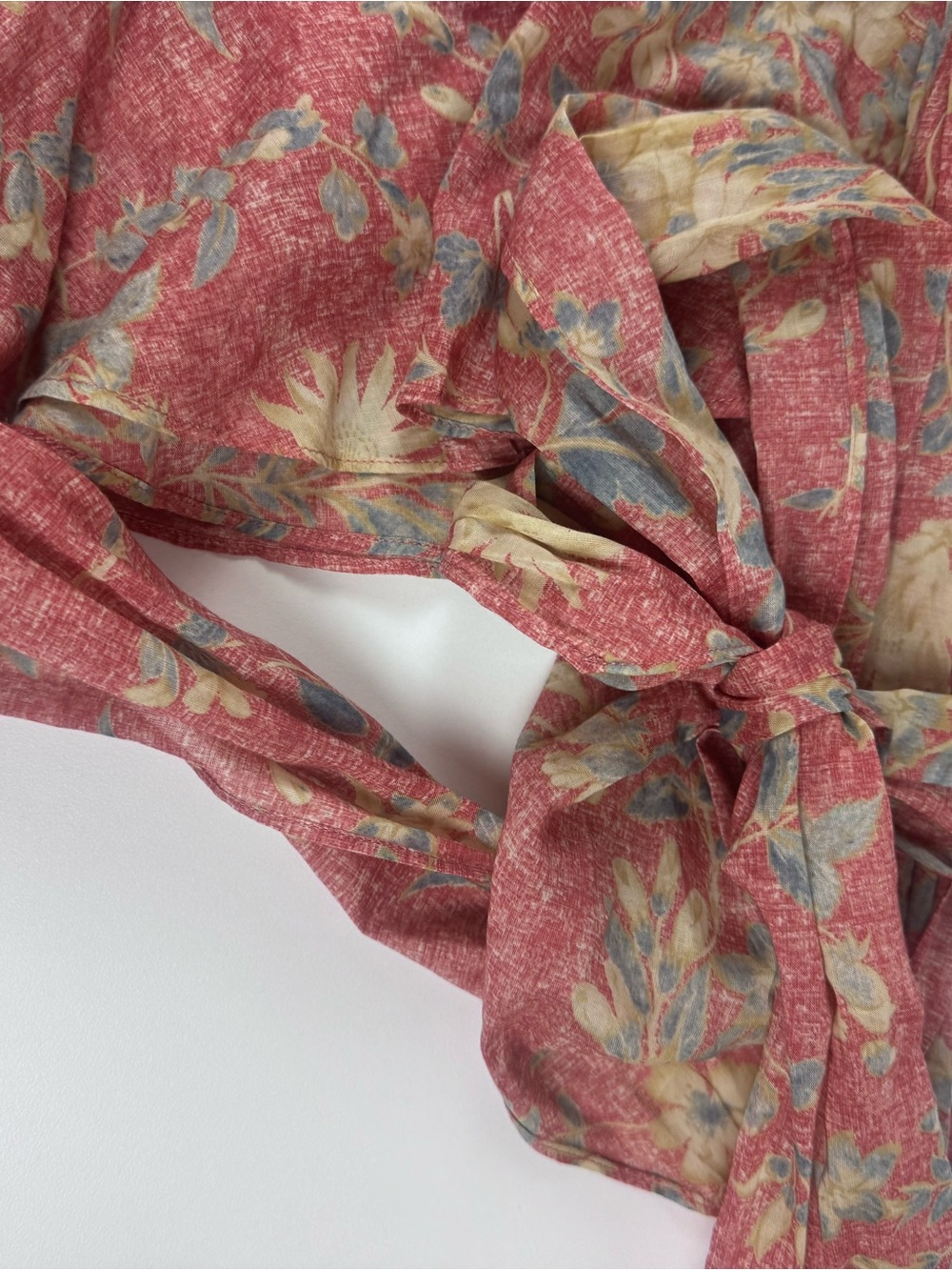 Vintage Lauren Ralph Lauren Floral Ruffle Wrap Tie Blouse XS - Picture 9 of 10